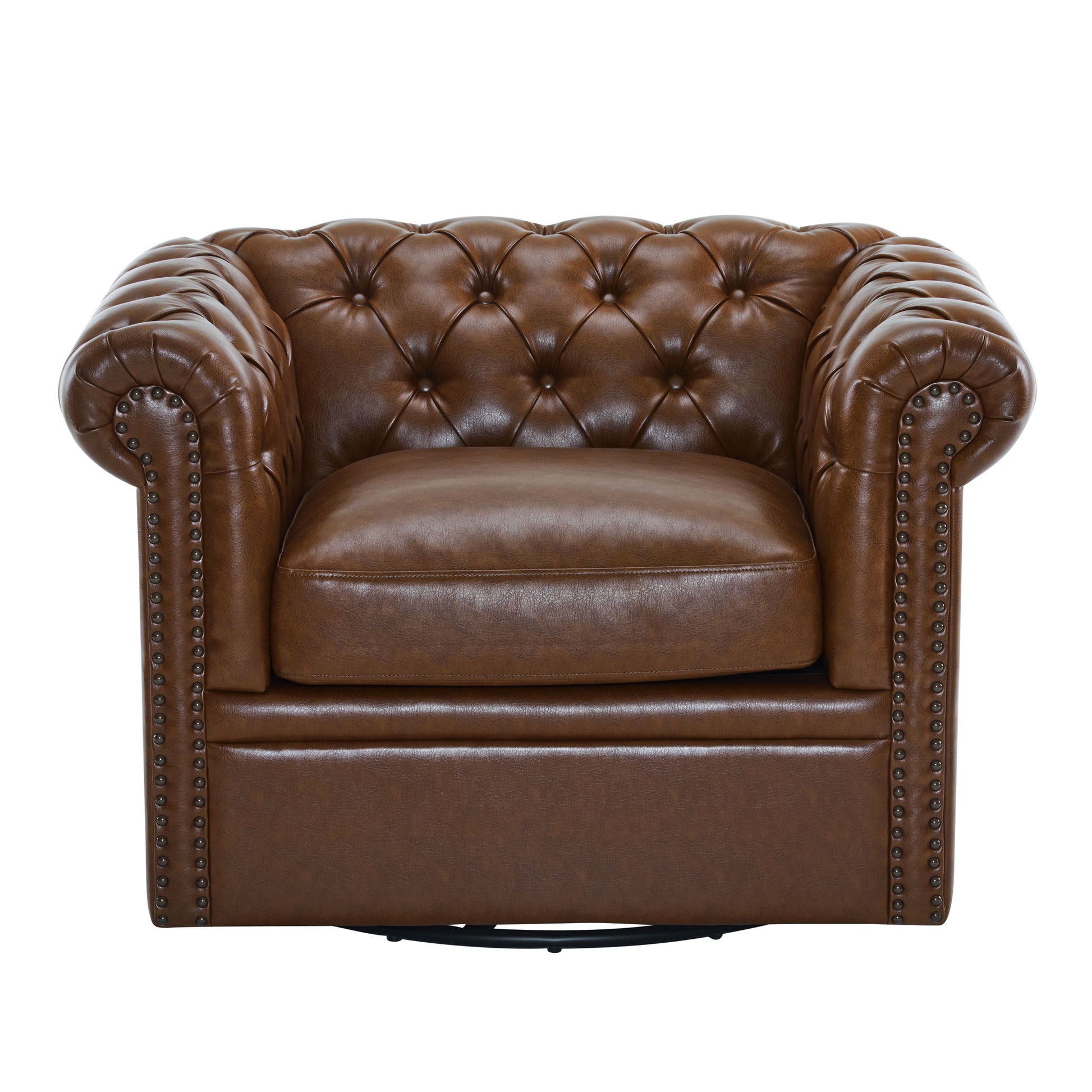 Chesterfield Style Swivel Club Chair With Button Tufted