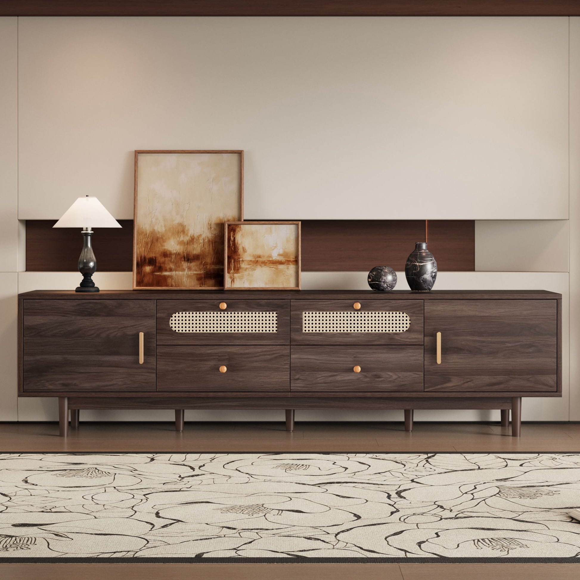 TV Stand With Drawers, Accent Entertainment Center For Living Room - Dark Brown