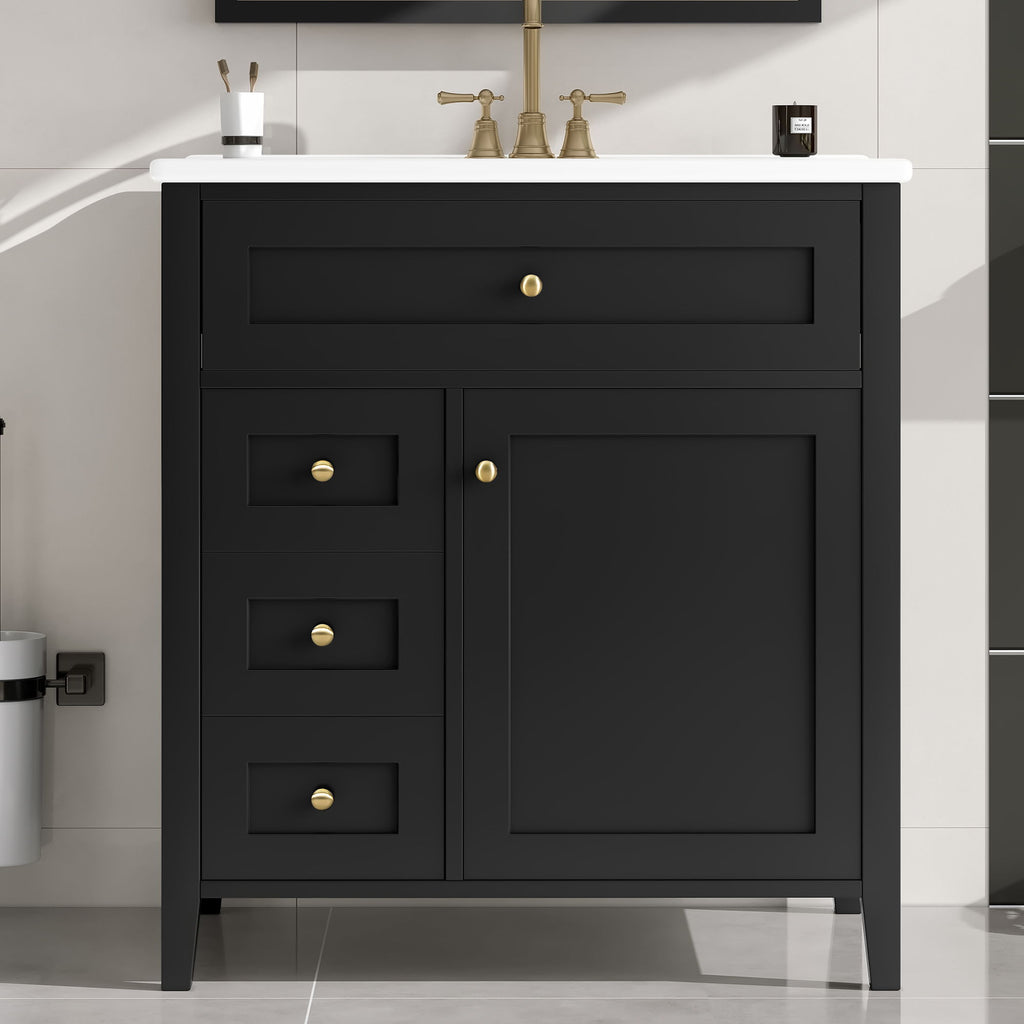 Bathroom Vanity With Sink, 3 Drawers And Adjustable Shelf, Freestanding Storage Unit