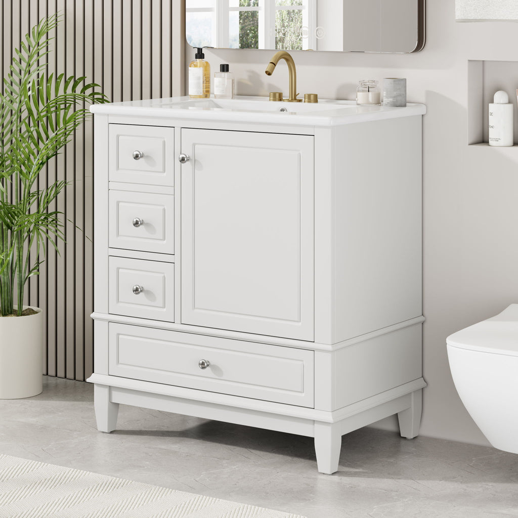 Freestanding Bathroom Vanity With Sink, Soft Close Door, 3 Drawers