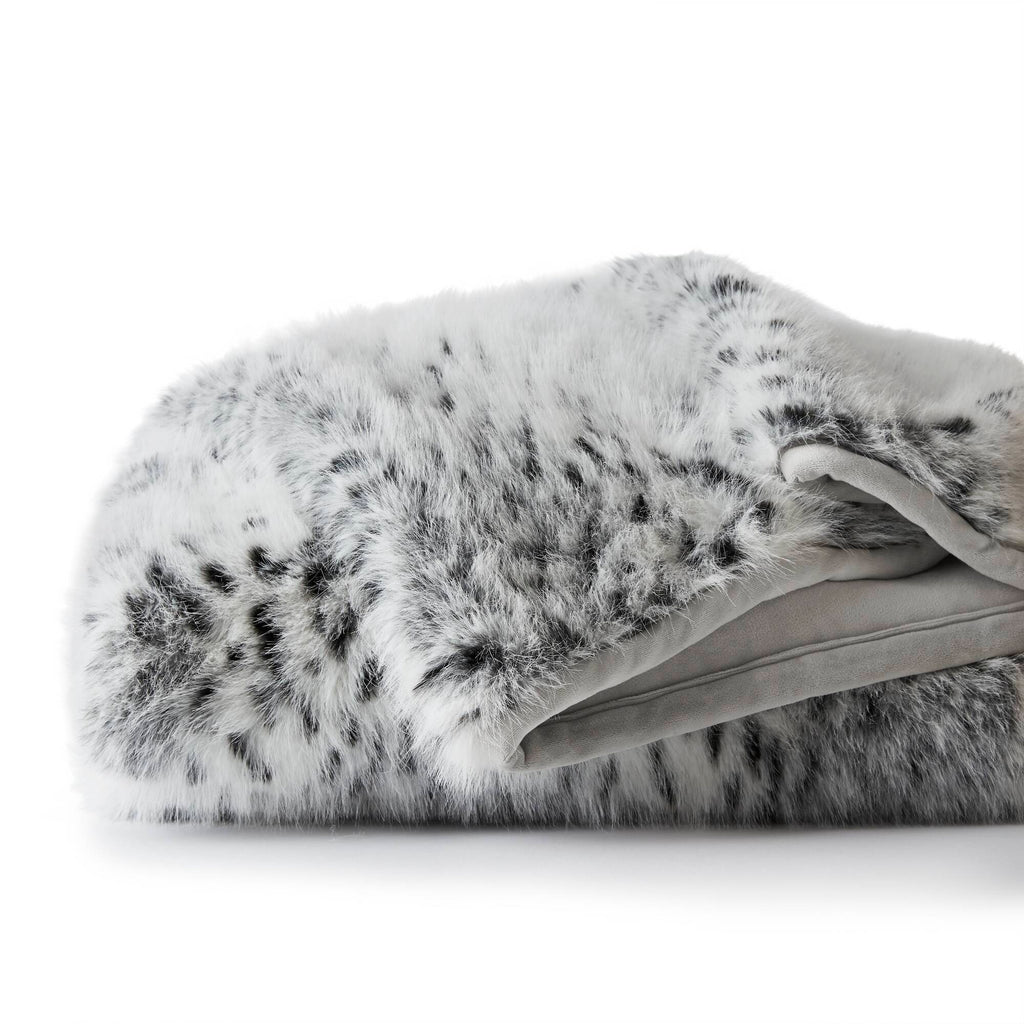 Botswana Animal Print - 60x80" Faux Fur Throw Blanket - Snow Leopard