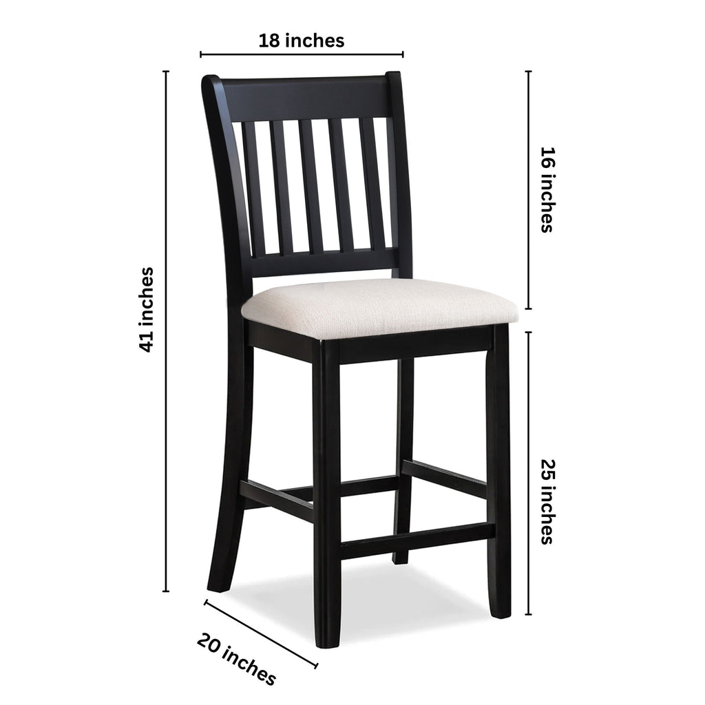 Transitional Rubberwood Dining Room Chairs (Set of 2) With Slatted Back - Black