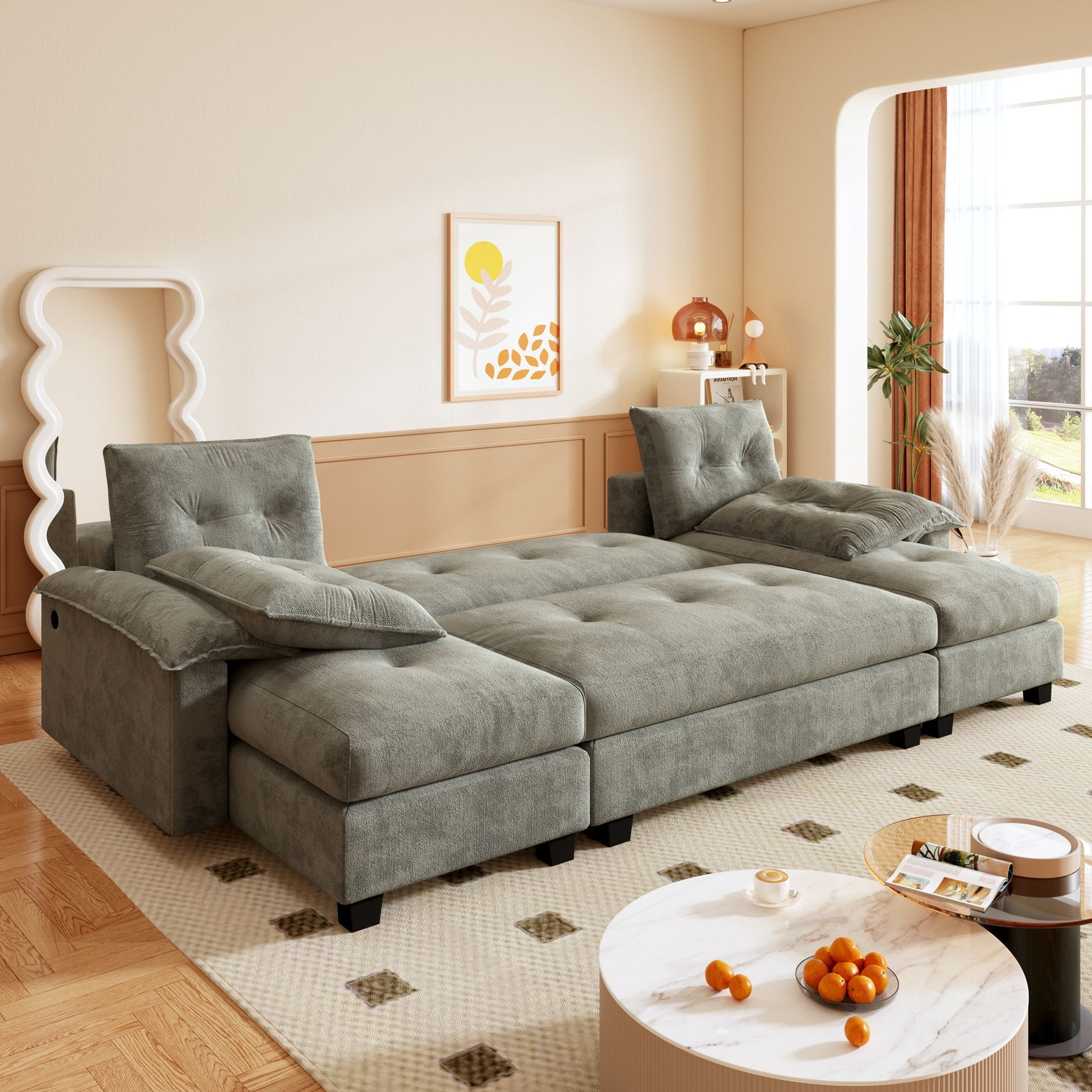 U-Shaped Sleeper Sofa With Pull Out Bed