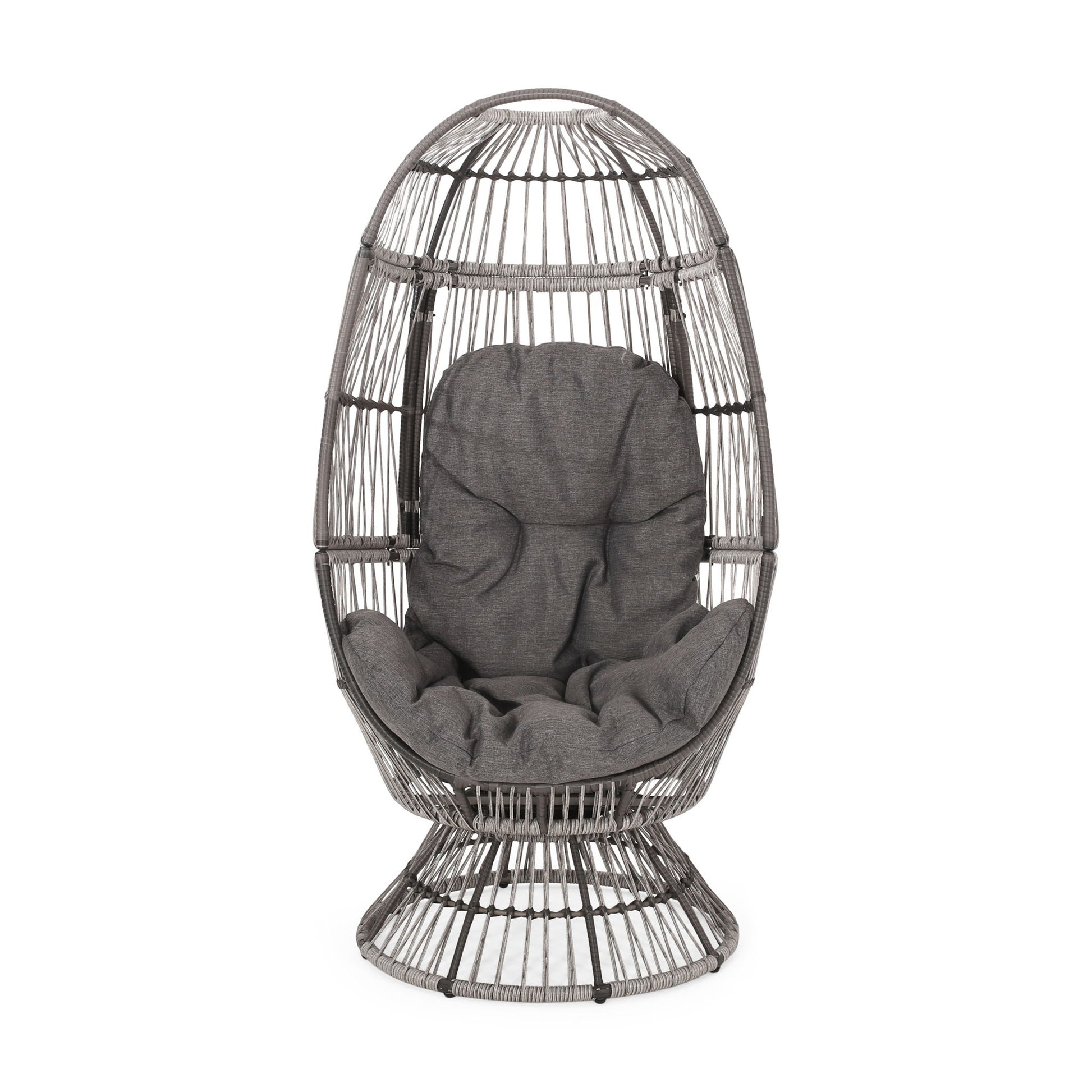 Patio Swivel Basket Egg Chair With Cushion