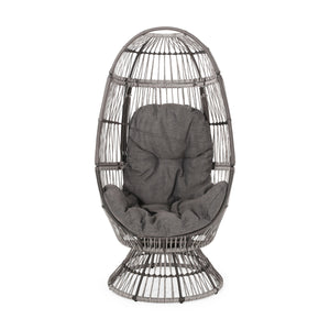 Patio Swivel Basket Egg Chair With Cushion