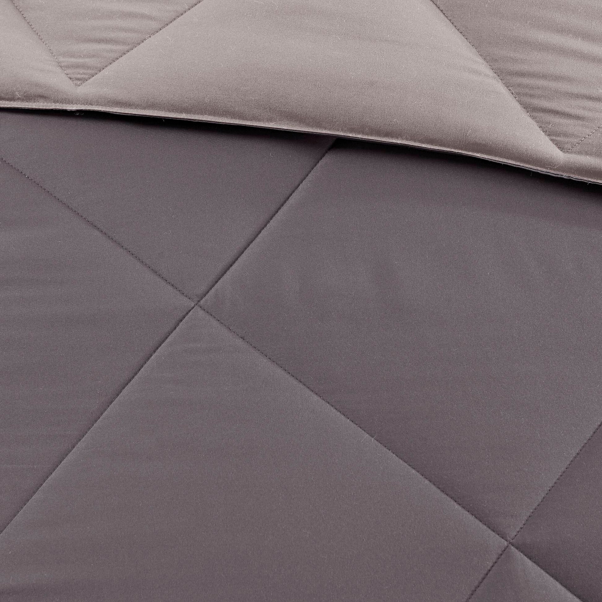 Larkspur - 3M Scotchgard Diamond Quilting Reversible Down Alternative Comforter Set - Charcoal / Gray