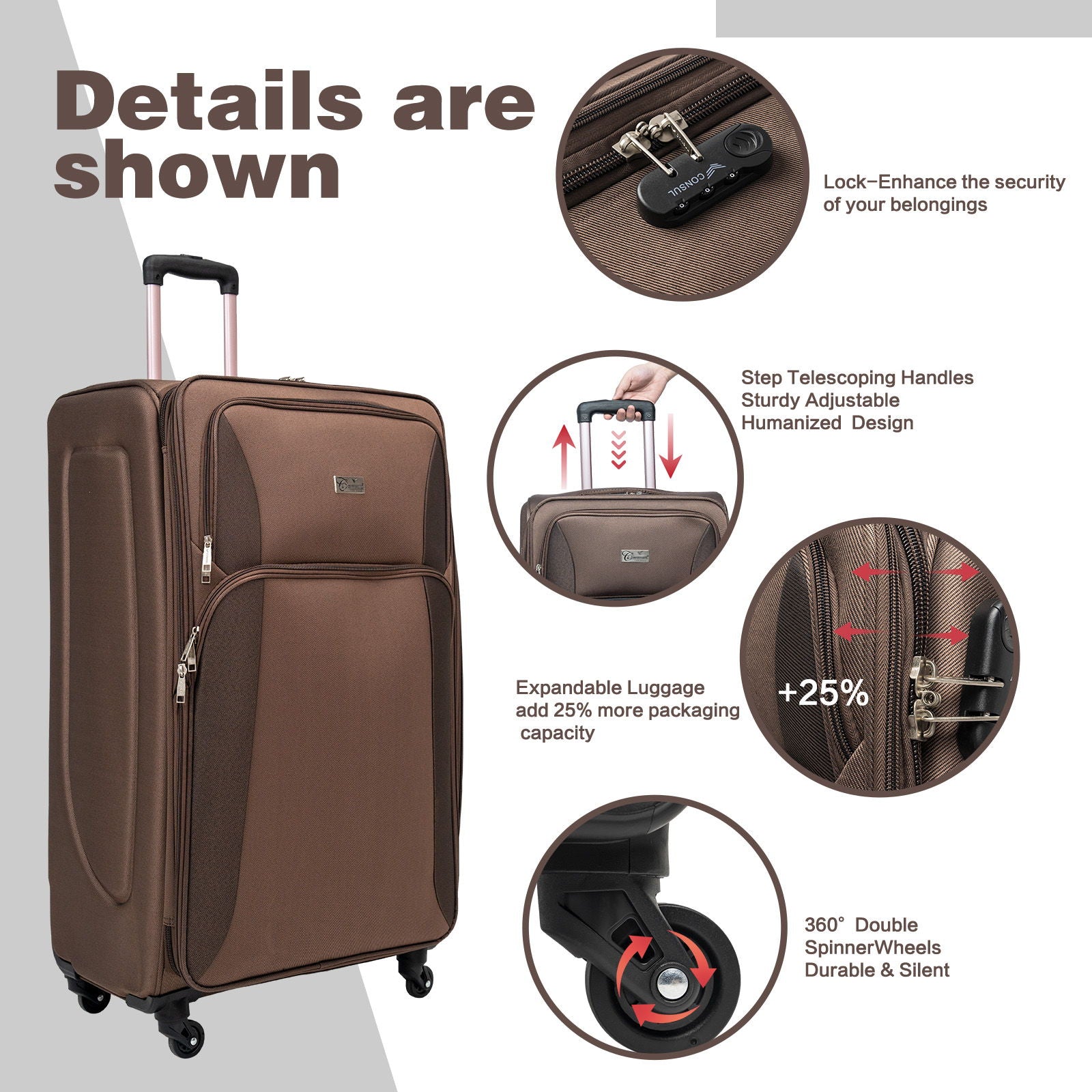 4 Piece Set Softshell Luggage