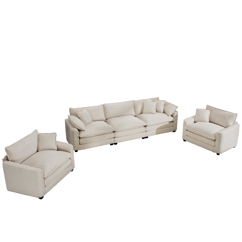 Elegant Corduroy Oversized Sectional Sofa Set With Deep Seats And Flexible Layout