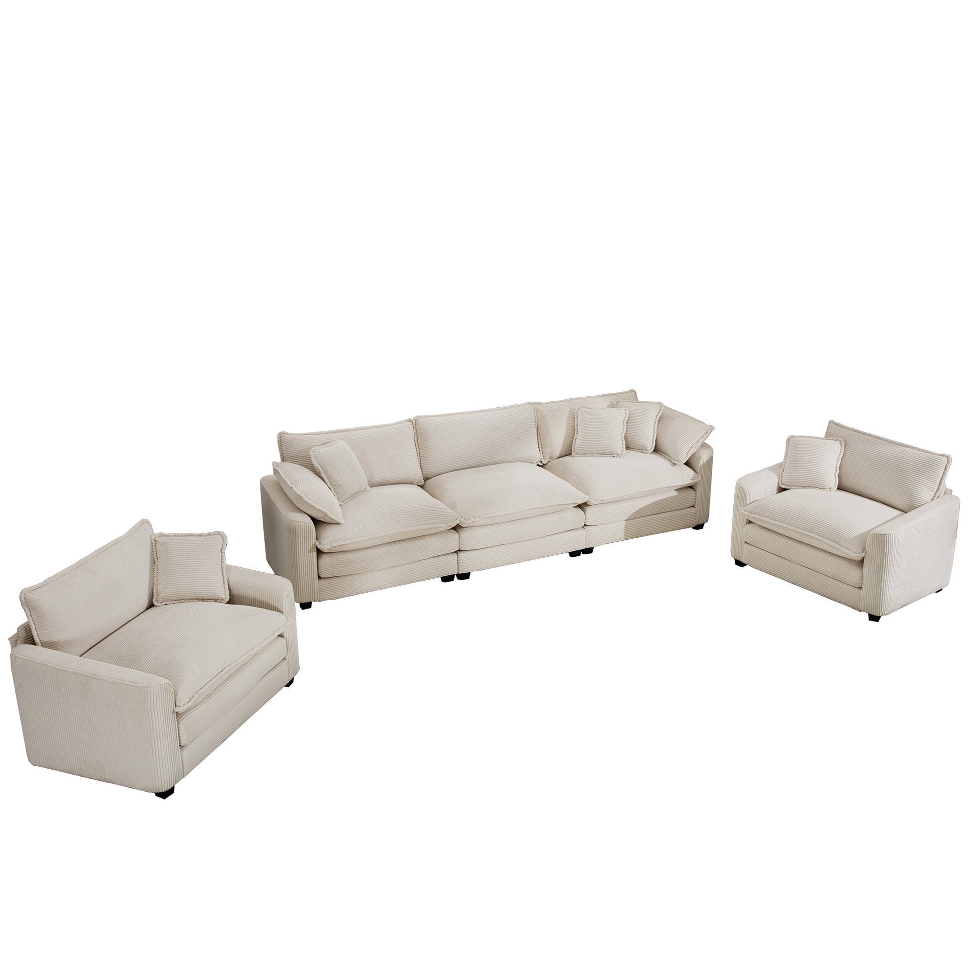 Elegant Corduroy Oversized Sectional Sofa Set With Deep Seats And Flexible Layout