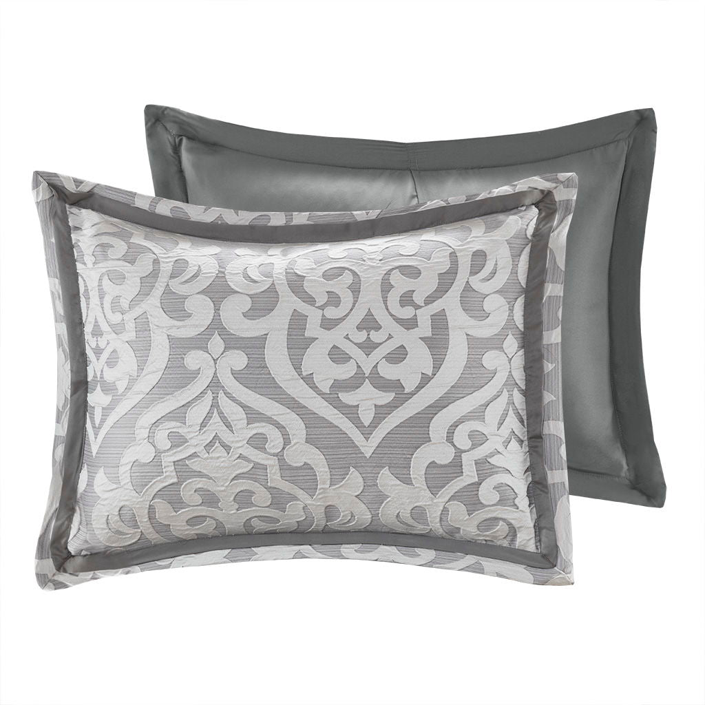 Odette - Queen 8 Piece Comforter Set - Silver