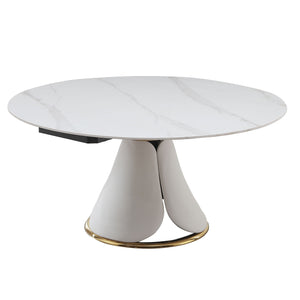 Fashion Modern Sintered Stone Dining Table With Retractable Function And Chairs