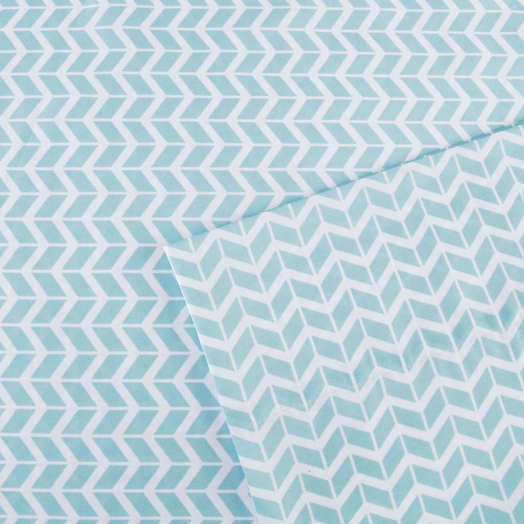 Chevron - Twin Printed Sheet Set - Aqua