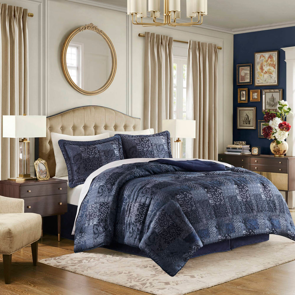 Gabrielle - King Comforter Set - Navy