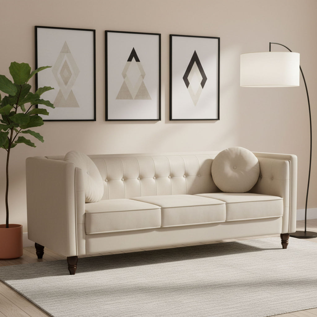 Chesterfield Sofa With Square Arms For Living Room