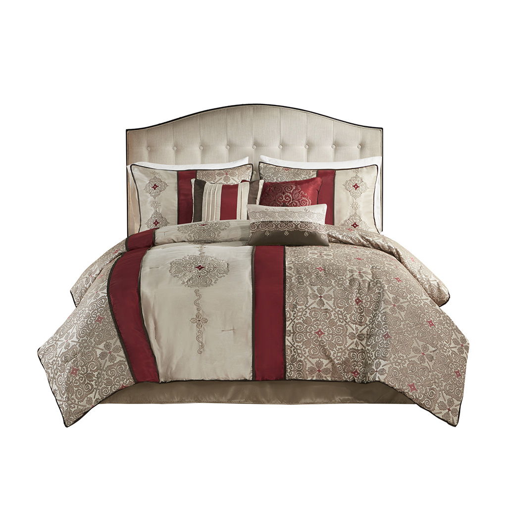 Donovan - King 7 Piece Comforter Set - Red