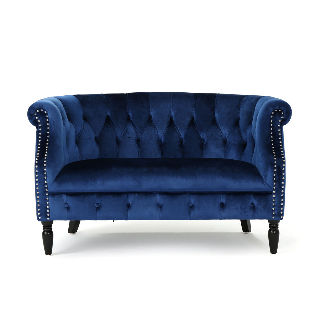 Antique Chesterfield Style Loveseat With Button Tufting