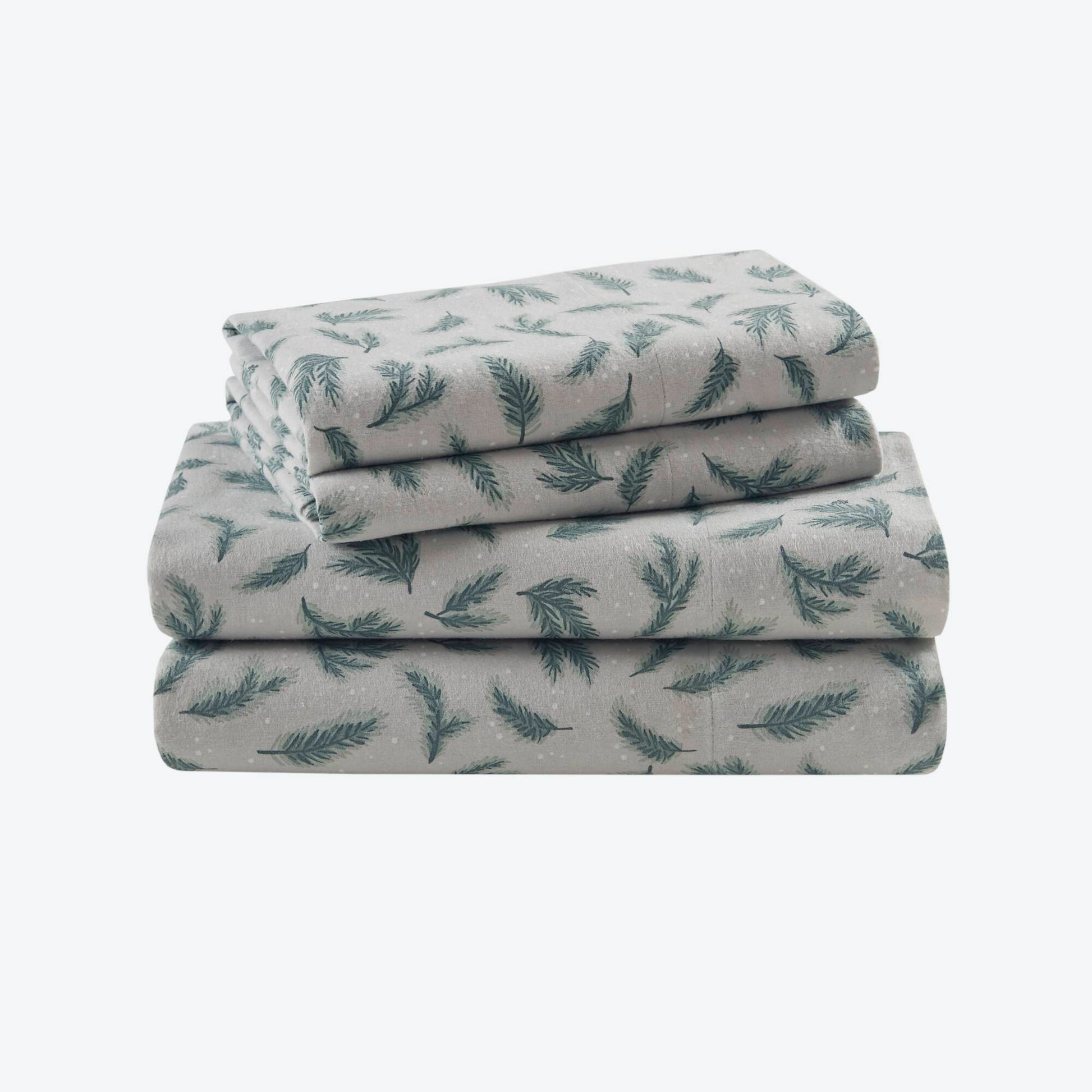 Flannel - Queen 100% Flannel Printed Sheet Set - Pine Branches