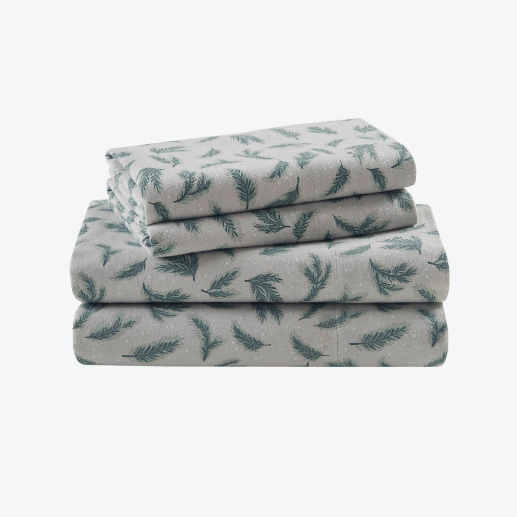 Flannel - Twin 100% Flannel Printed Sheet Set - Pine Branches