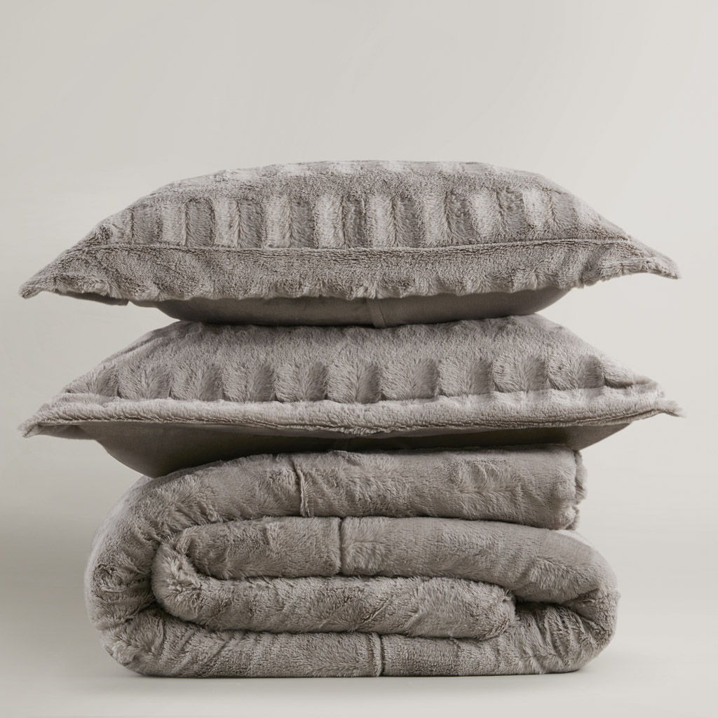 Gia - 2 Piece Twin/Twin Long Solid Comforter Mini Set - Gray