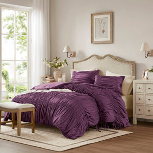 Mia - 3 Piece King Comforter Set - Purple