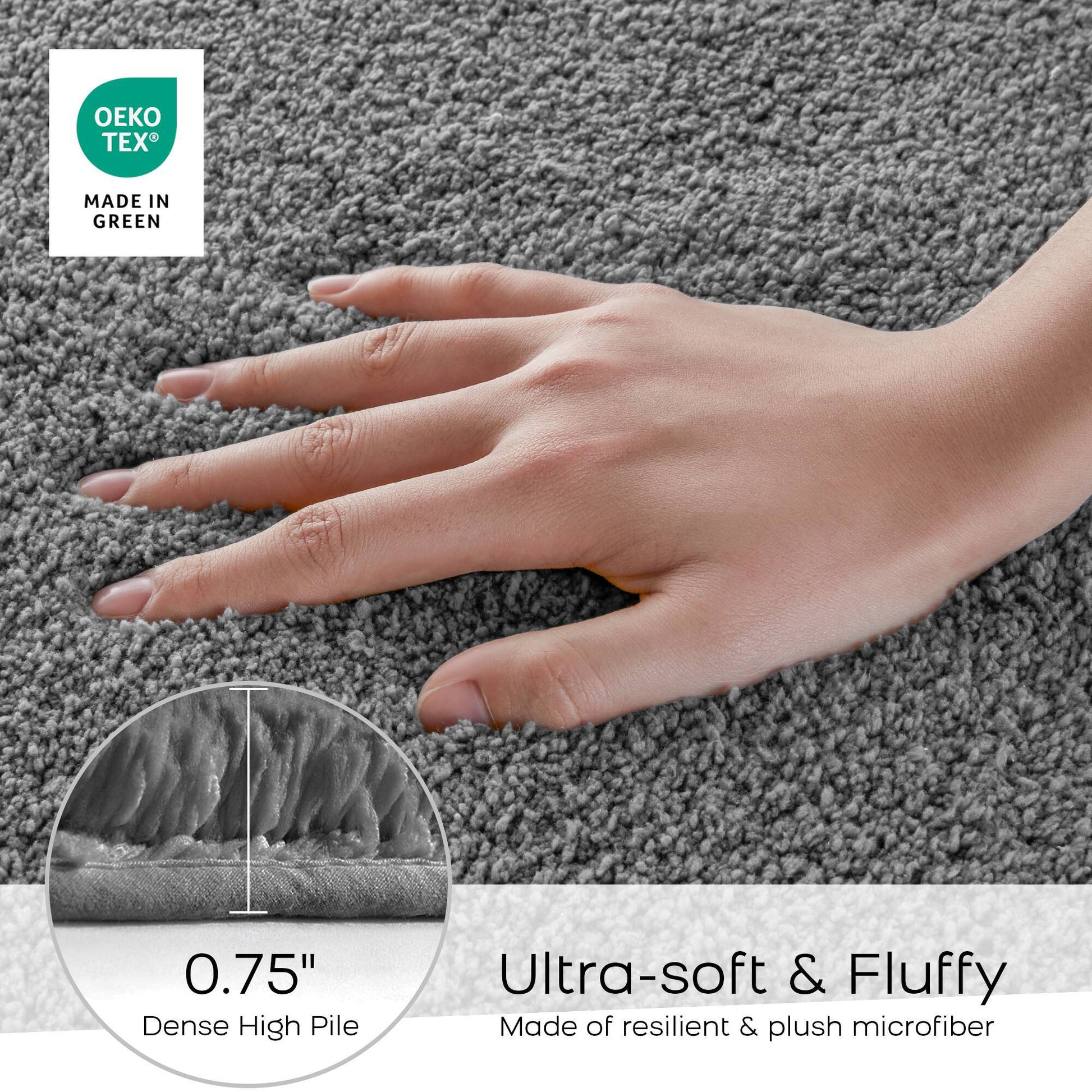 Marshmallow - 20" x 24" Contour Bath Rug - Gray