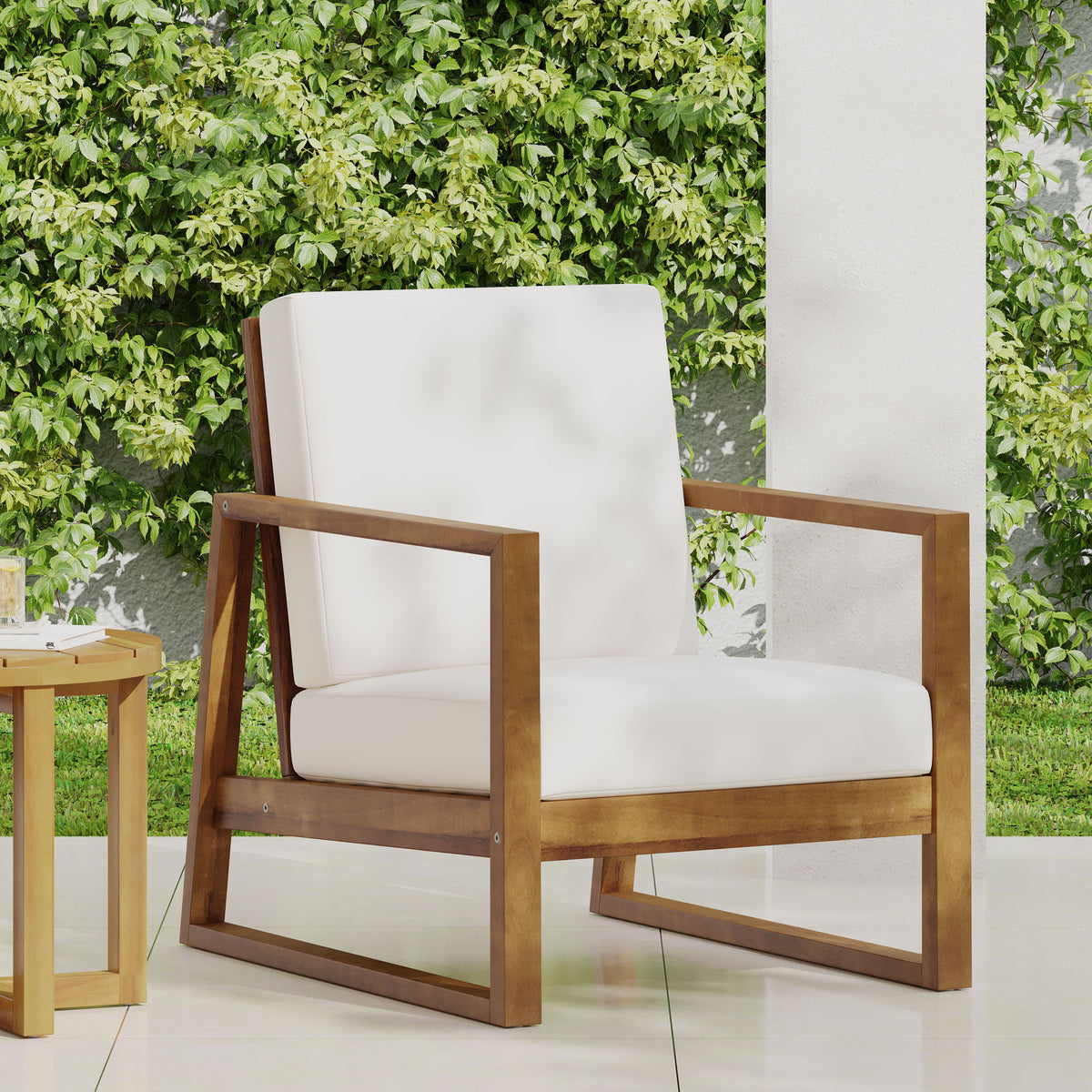 Nexusia - Outdoor Acacia Wood Club Chair With Slat Design