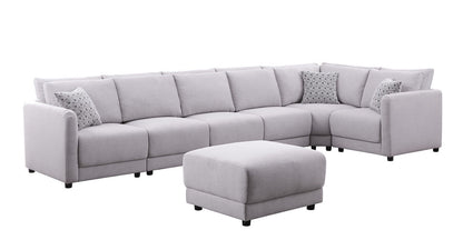 Penelope - Fabric Reversible Modular Sectional Sofa With Ottoman And Pillows