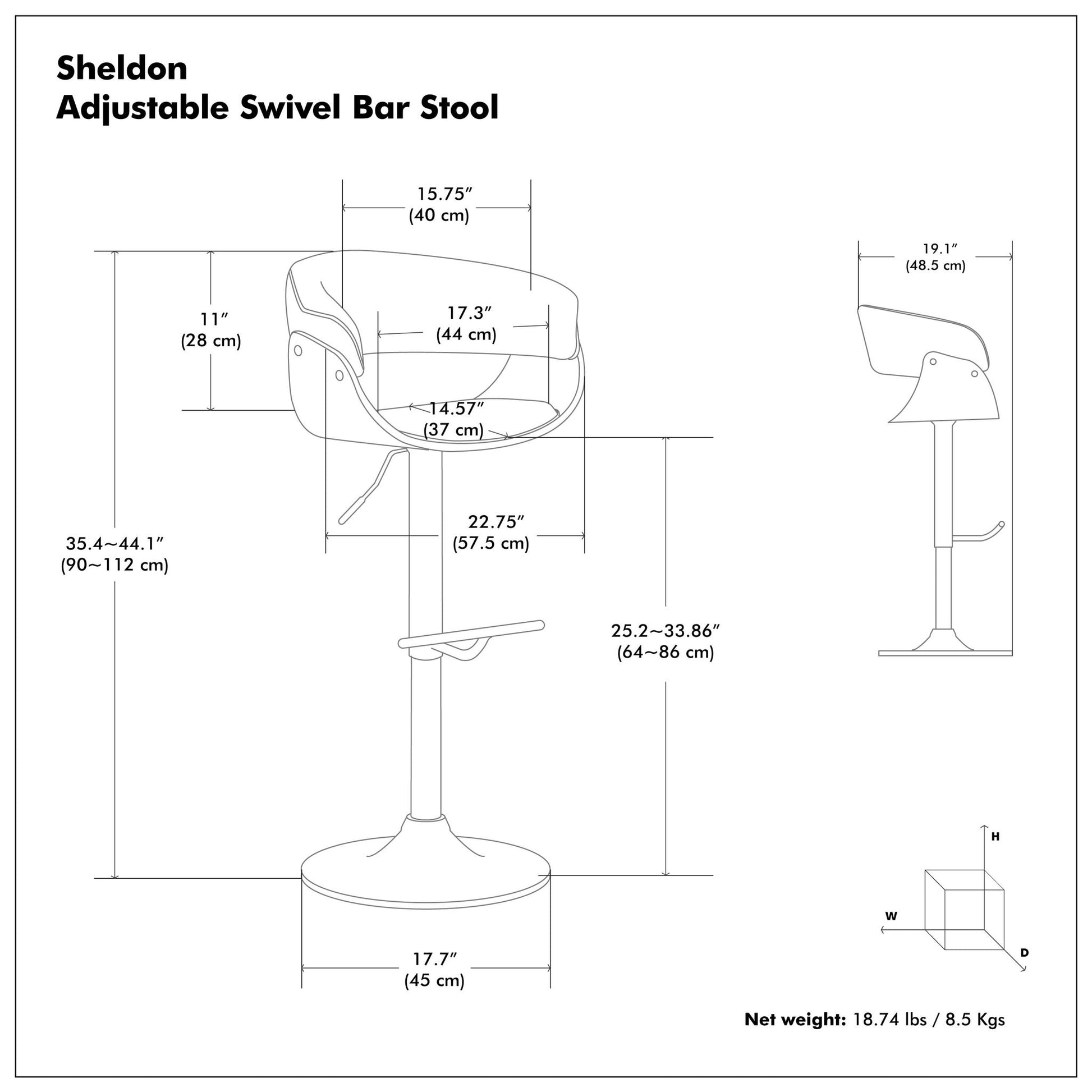 Sheldon - Upholstered Adjustable Swivel Bar Stool