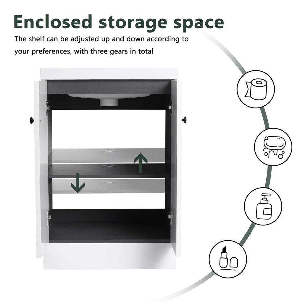 Contemporary Freestanding Bathroom Vanity With Resin Sink & Soft-Close Cabinet Doors