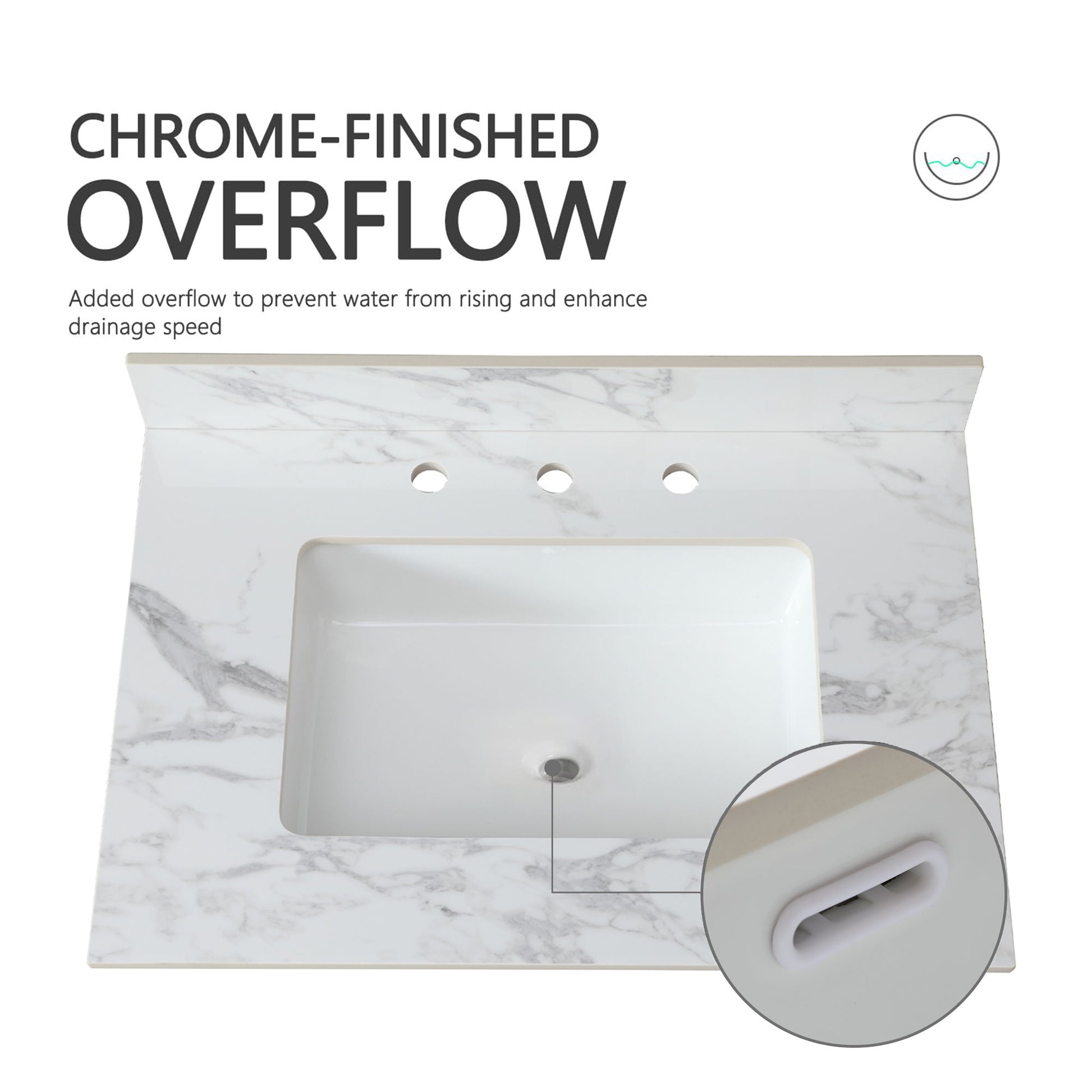 Elegant Sintered Stone Bathroom Vanity Top With Rectangular Undermount Ceramic Sink