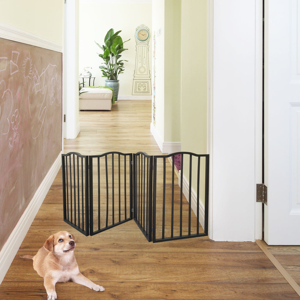 Pet Gate Dog Gate For Doorways, Stairs Or House Freestanding Folding - Dark Brown