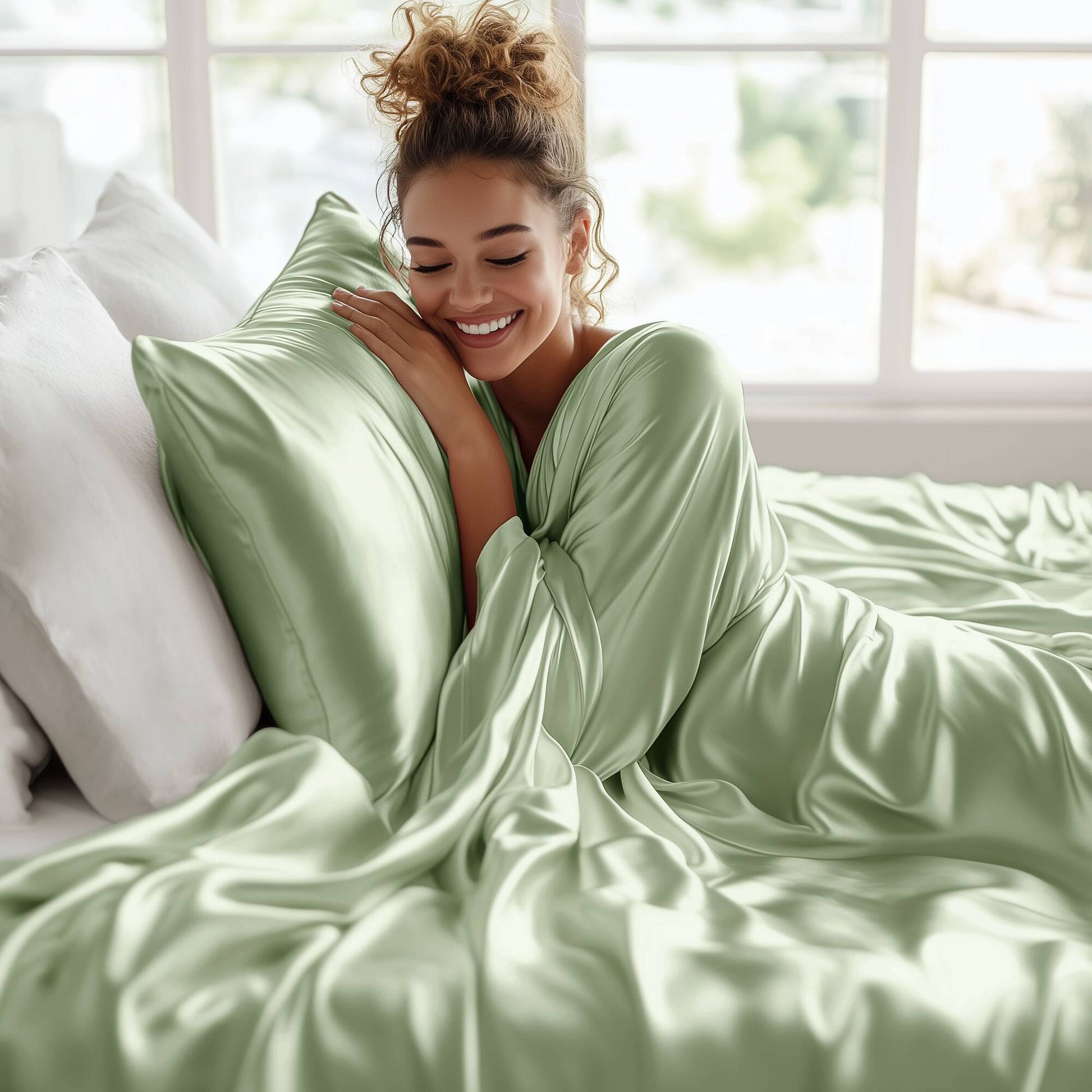 Satin - 6 Piece Queen Luxury Sheet Set - Sage