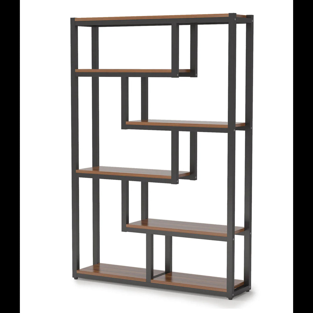 6 Tier Etagere Bookcase With Asymmetrical Shelves For Living Room