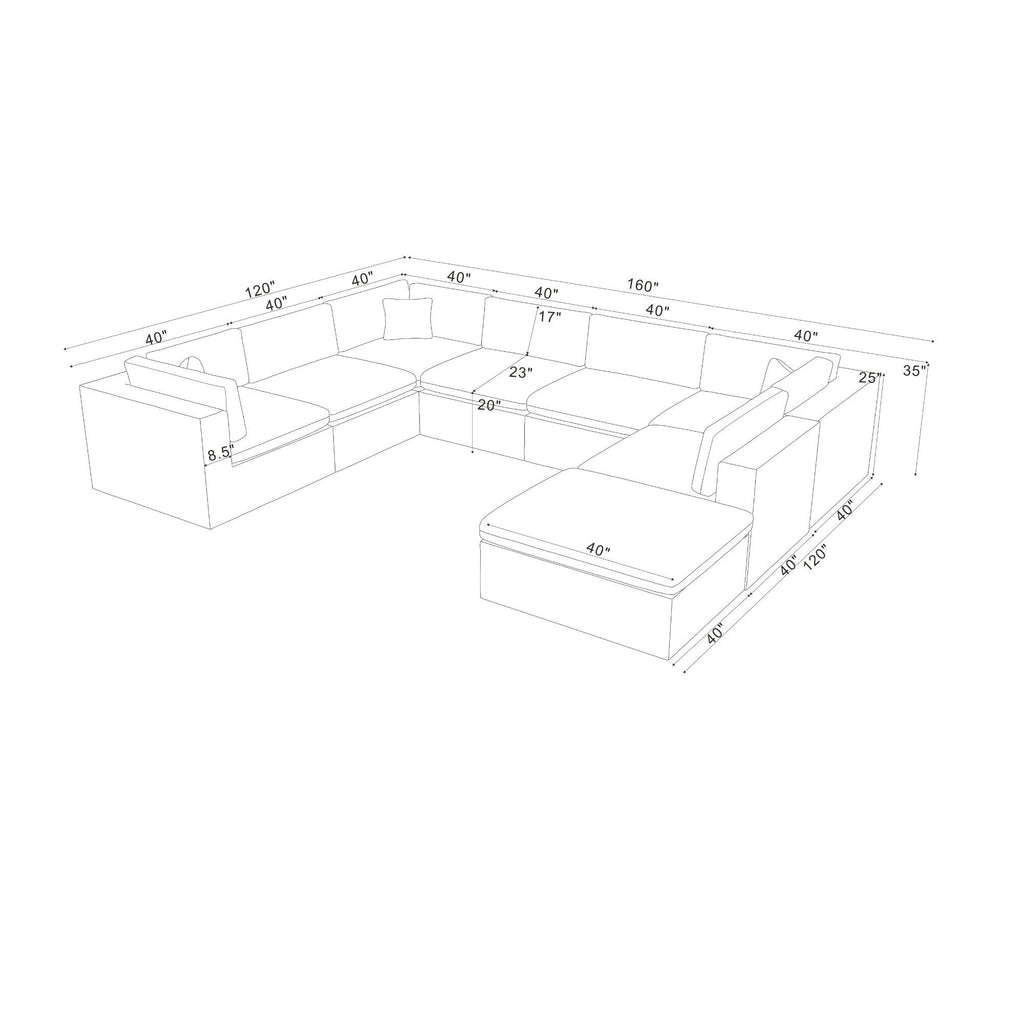 Custom Configuration Modular Sectional With Toss Pillows