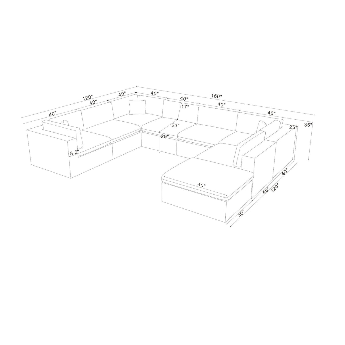 Custom Configuration Modular Sectional With Toss Pillows
