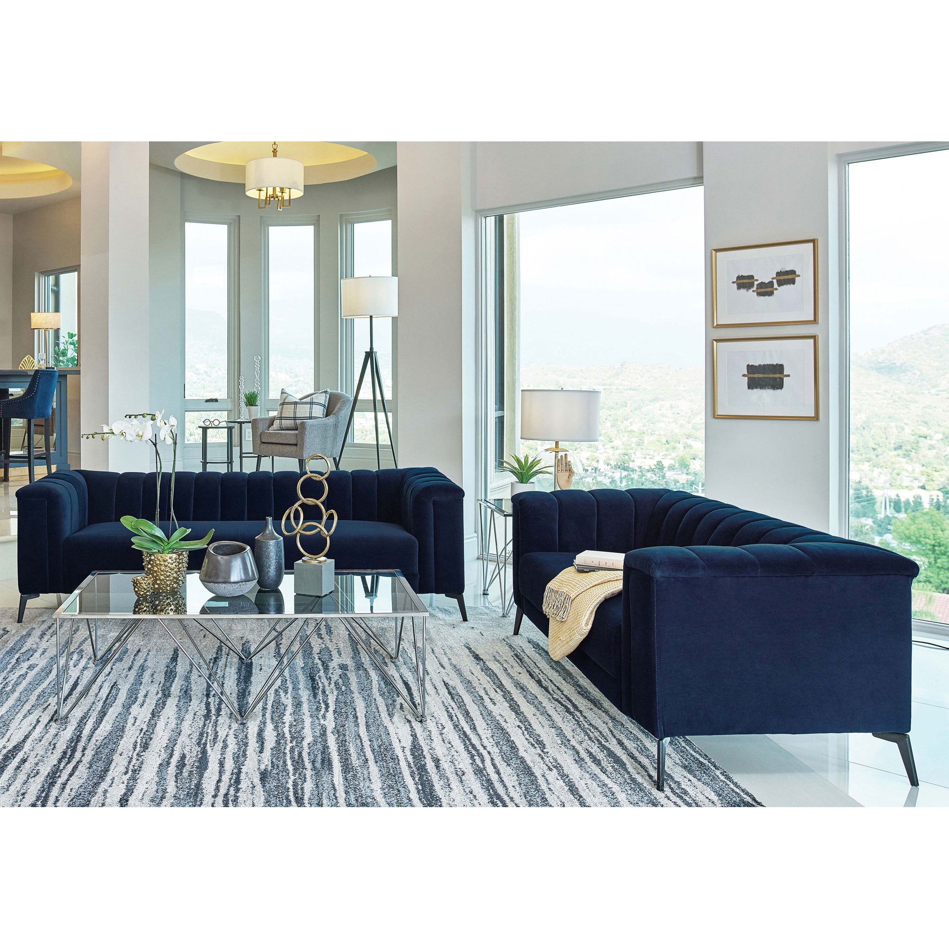 Darci - Tuxedo Arm Living Room Set