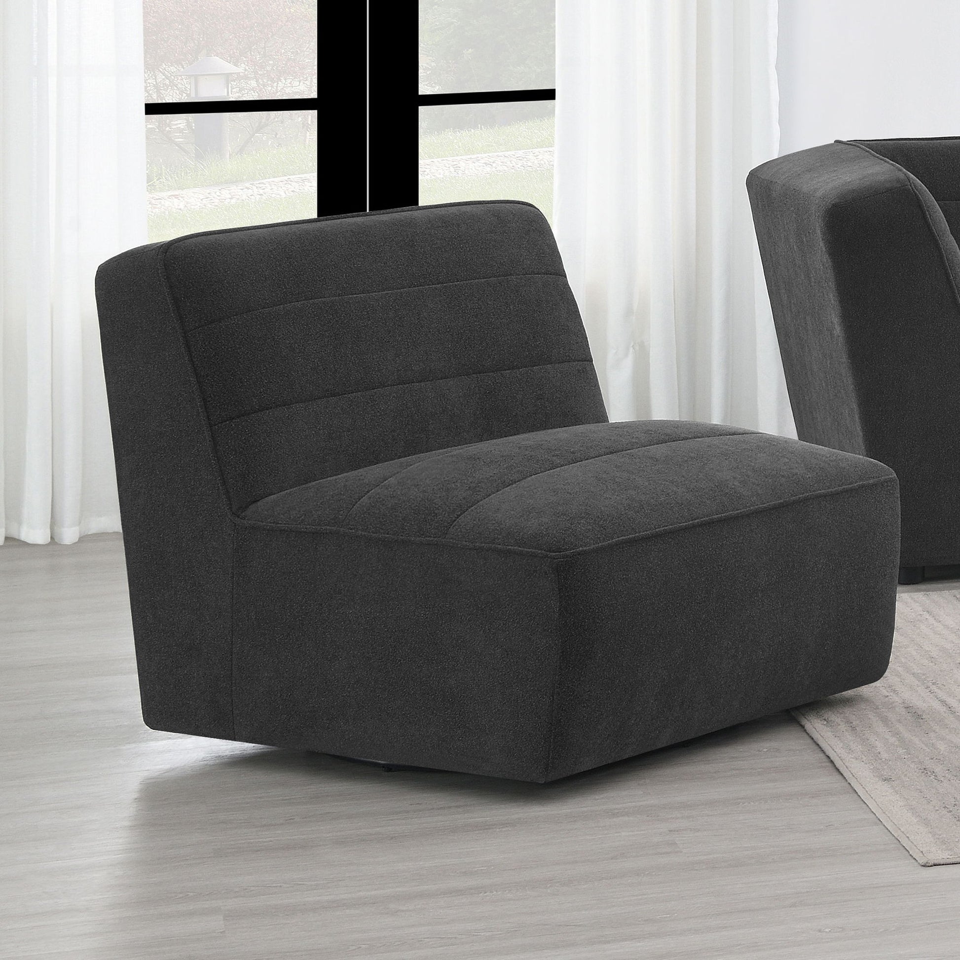 Ortega - Upholstered Armless Chair - Charcoal