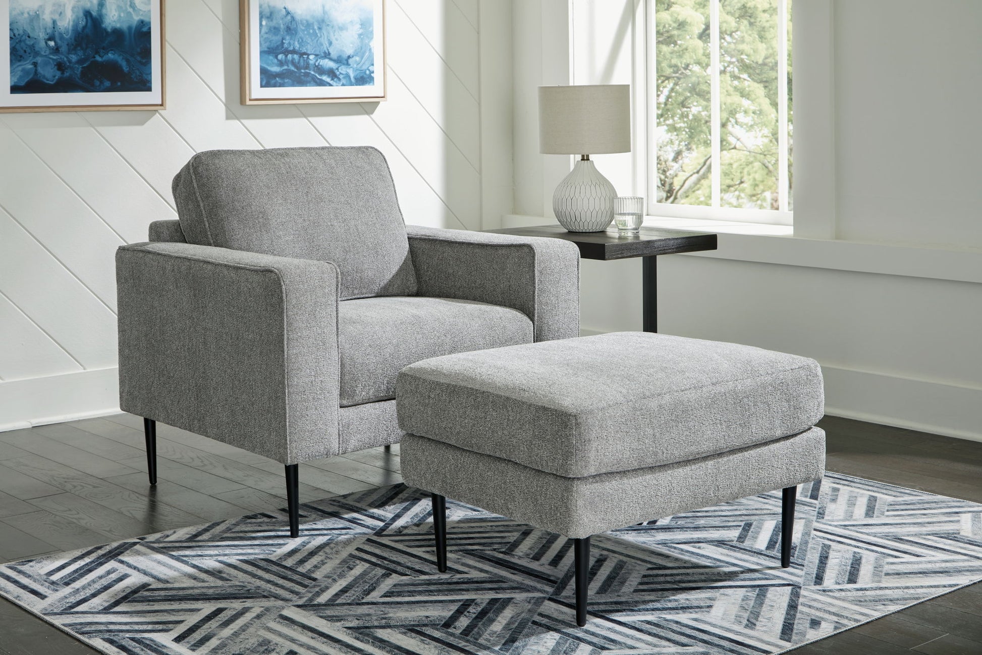 Hazela - 2 Pc. - Chair, Ottoman - Charcoal