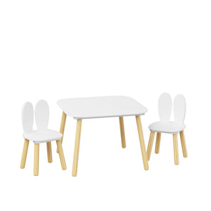 Rabbit Themed Table And 2 Chairs Set - White