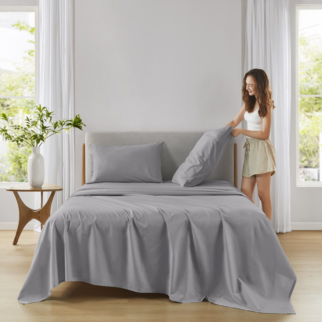 Cotton 144TC - Twin Solid Sheet Set - Dark Gray