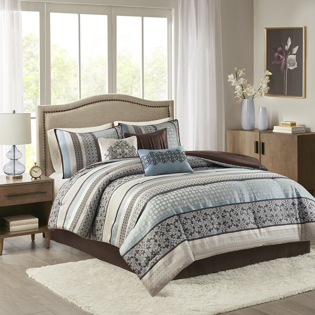 Princeton - King Piece Comforter (Set of 7) - Blue