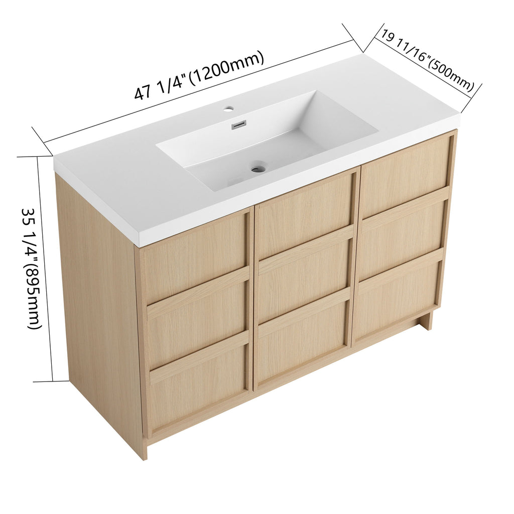 Freestanding Bathroom Vanity With Sink & 2 Soft Close Cabinet Doors