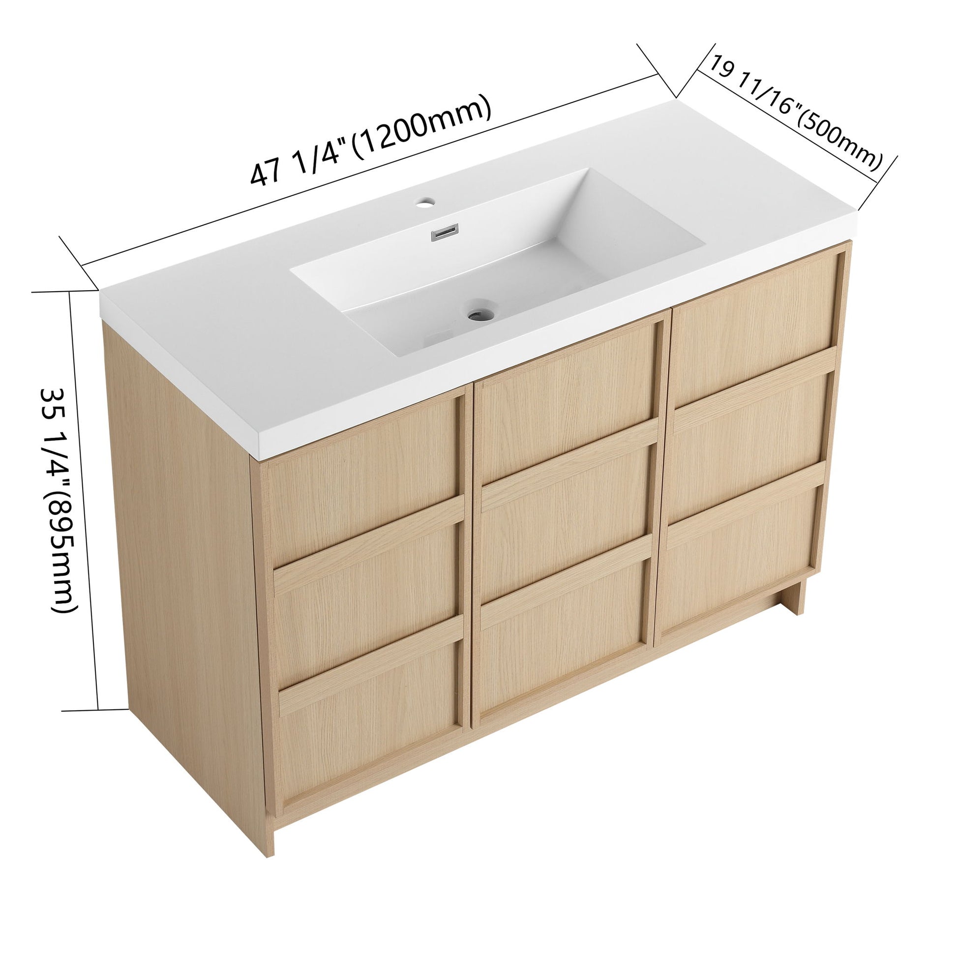Freestanding Bathroom Vanity With Sink & 2 Soft Close Cabinet Doors