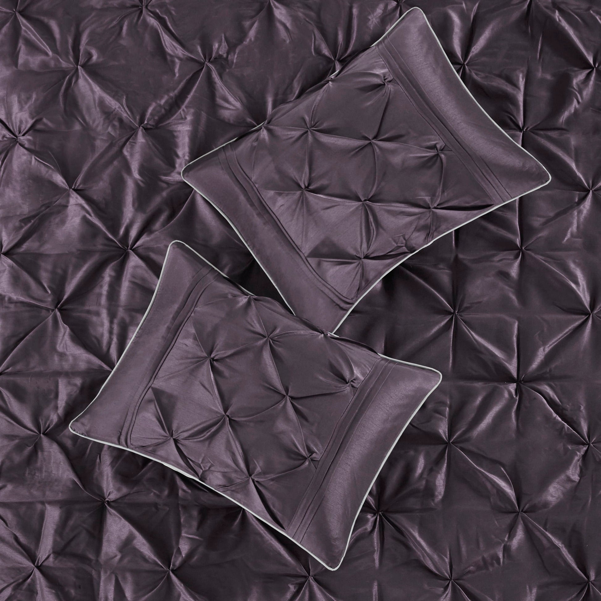 Laurel - Full Pieced Pleated 7 Piece Tufted Comforter Set - Plum
