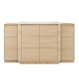 Freestanding Bathroom Vanity With Sink, 2 Small Storage Cabinets, Soft Close Doors
