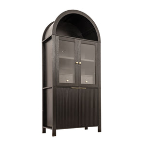 Fluted Tall Arched Pantry Cabinet With Adjustable Shelves