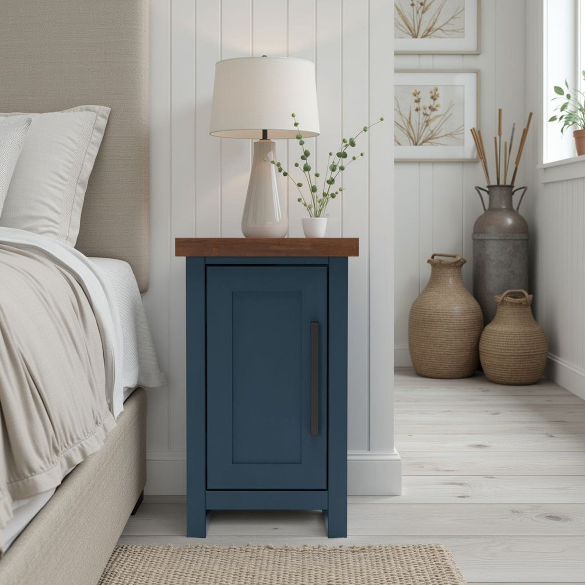 Nantucket - Chairside Table - Blue Denim, Whiskey