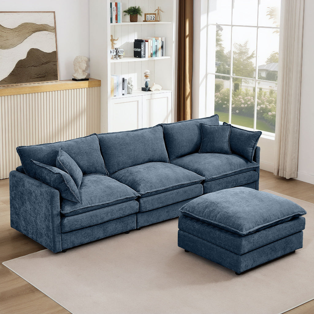 Modular L-Shaped Sectional Sofa With Movable Ottoman