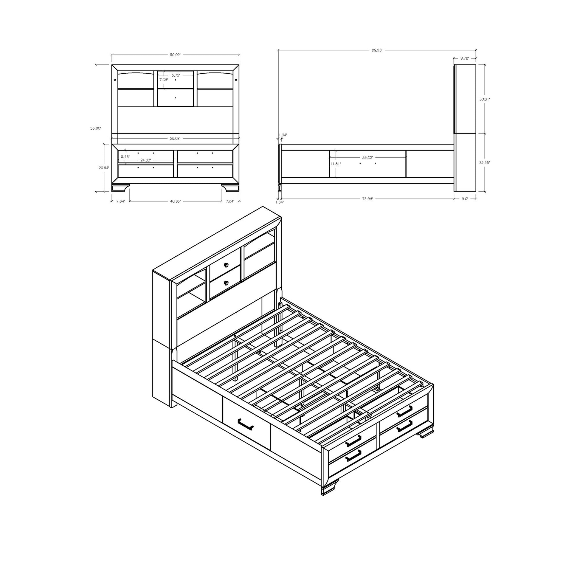 Civic - 5 Piece Bedroom Set With Storage Drawers
