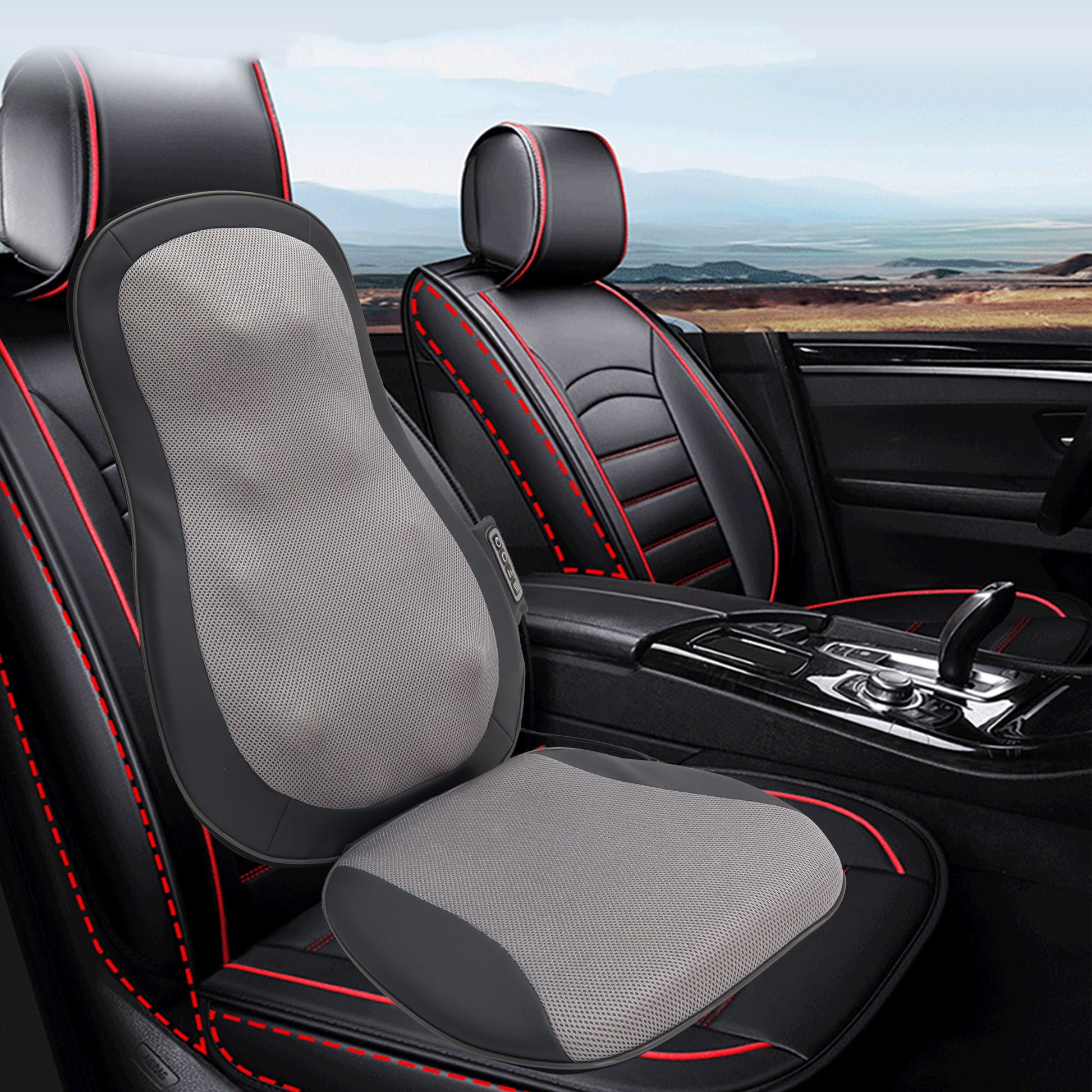 Therapeutic Shiatsu Massage Cushion With Heat Function, Polypropylene - Gray